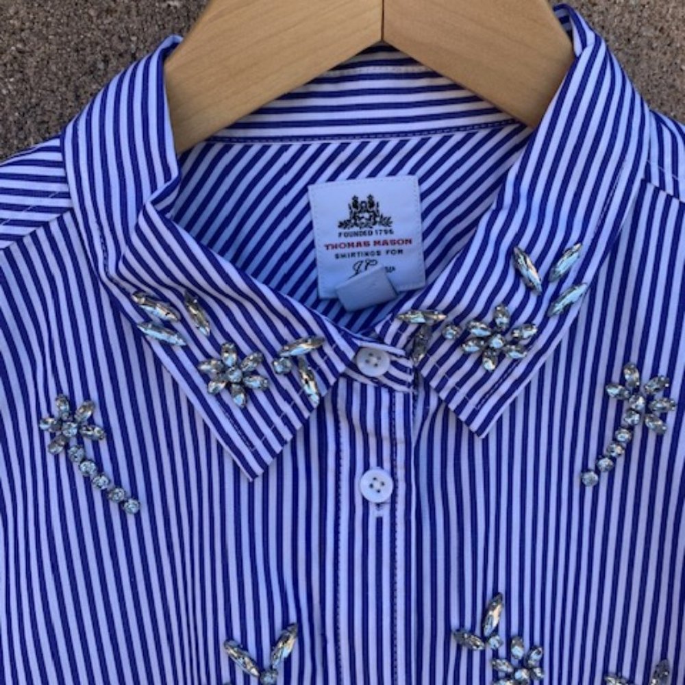 Thomas Mason® for J.Crew embellished cotton poplin blouse  -  Size 8 - Picture 3 of 4